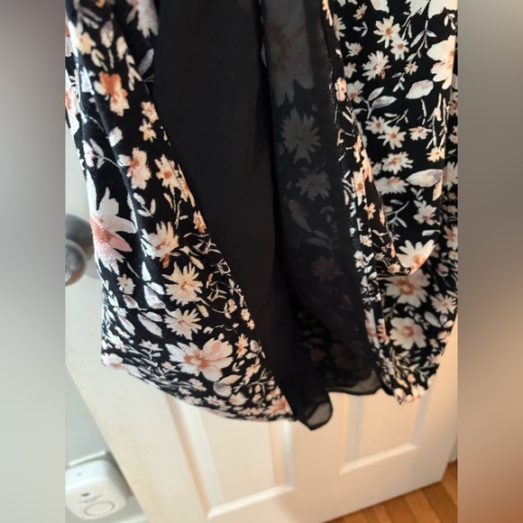 American Eagle XXL floral baby doll puff sleeve mini dress black pink plus size - Picture 5 of 14